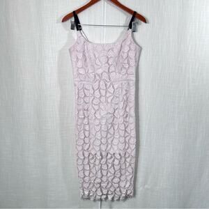 Milly Satin Lined Pink Crochet Event Party Evening Dress Size 6